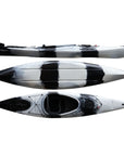 Cambridge Kayaks Adventure 350 sit in kayak in black white camo, durable fishing and touring kayak for UK waters with ergonomic cockpit and storage, designed for beginners and experts alike