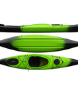 Cambridge Kayaks Adventure 350 sit in kayak in green black fade, durable and stable fishing kayak with hatch storage, recognised as one of the best sit in kayaks UK for rivers and coastal waters