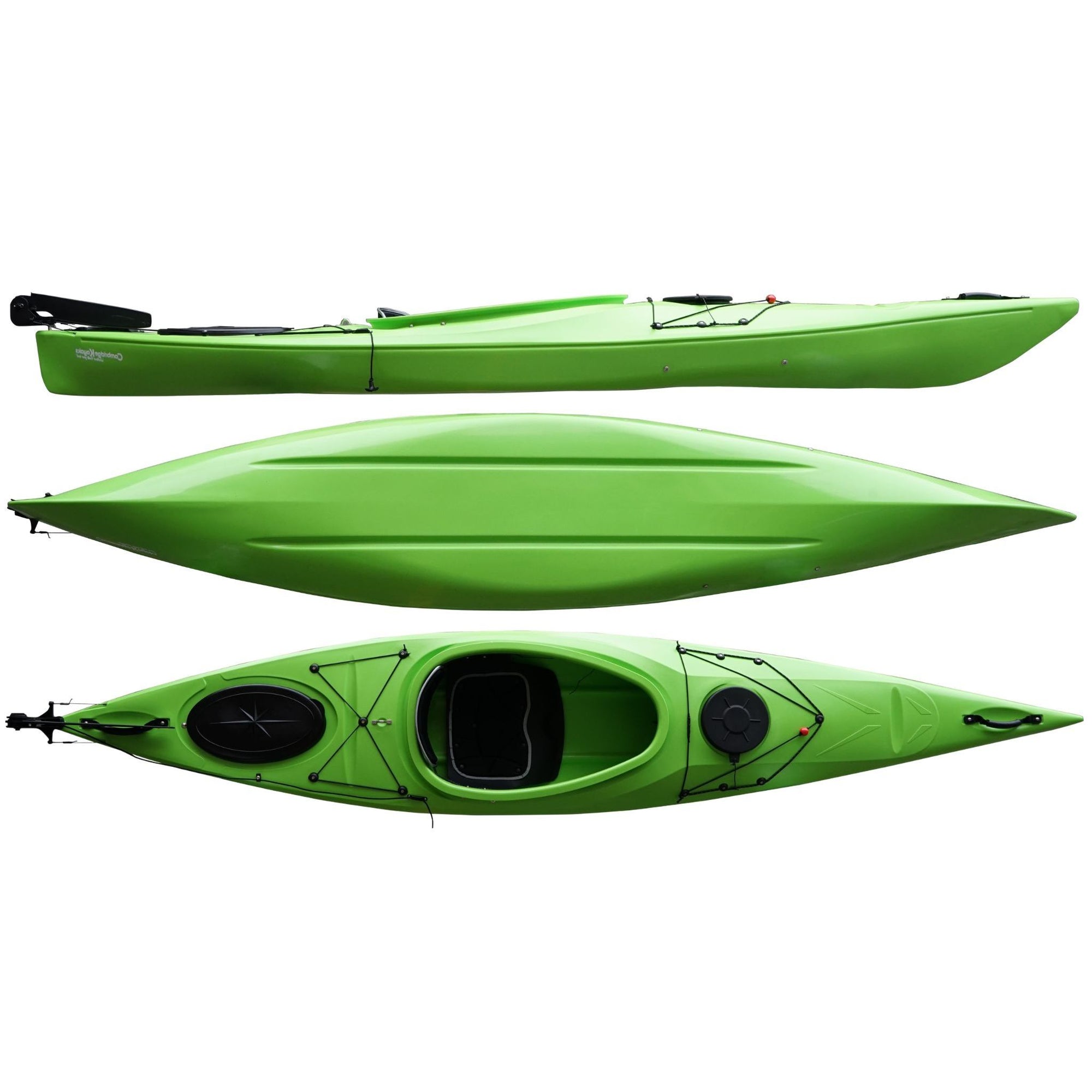 Cambridge Kayaks Adventure 350 sit in kayak in lime green, versatile family leisure kayak and fishing kayak with comfort seating and reliable stability for UK waters