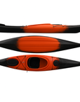 Cambridge Kayaks Adventure 350 sit in kayak in red black fade, strong single kayak for UK waters, perfect for fishing, touring and family leisure kayaking