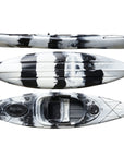 Cambridge Kayaks Herring sit inside kayak in black white camo, designed for fishing, touring and family leisure use with strong hull stability
