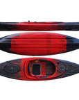 Cambridge Kayaks Herring single sit inside kayak in red black fade, fishing and touring kayak with hatch storage, comfortable seat and stable hull design