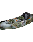Cambridge Kayaks Neptune single sit-on-top kayak in jungle camo angled left. Compact and lightweight kayak ideal for solo paddlers, fishing, and leisure use.