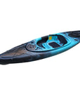 Cockpit view of the Cambridge Kayaks single sit inside leisure fishing kayak in black blue fade, designed for recreational paddling and light fishing trips.