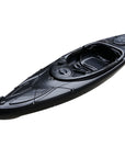 Cambridge Kayaks single sit inside leisure fishing kayak in black, front angled view. Compact sit-in kayak designed for solo paddling, touring, and light fishing.