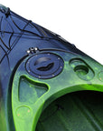 Side profile of the Cambridge Kayaks single sit inside leisure fishing kayak in green black fade, ideal for calm waters, rivers, and coastal adventures.