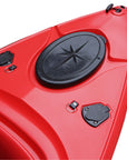 Side profile of the Cambridge Kayaks single sit inside leisure fishing kayak in red, lightweight design ideal for beginners and recreational paddlers.