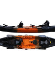 Cambridge Kayaks Sun Fish double sit on top fishing kayak in orange black fade, durable tandem kayak for UK waters, ideal for sea, river and lake fishing and touring