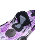 Cambridge Kayaks Sunfish Double Fishing Kayak in purple camo design, side image highlighting hull lines, seat positioning and paddle clip mounts ideal for UK leisure kayakers.