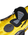 Cambridge Kayaks Sunfish Double Fishing Kayak in yellow, side profile displaying full hull length, paddle clips and twin seating layout suited for UK fishing or leisure.