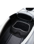 Side profile of the Cambridge Kayaks touring kayak in black white camo, combining stability, durability, and striking design.