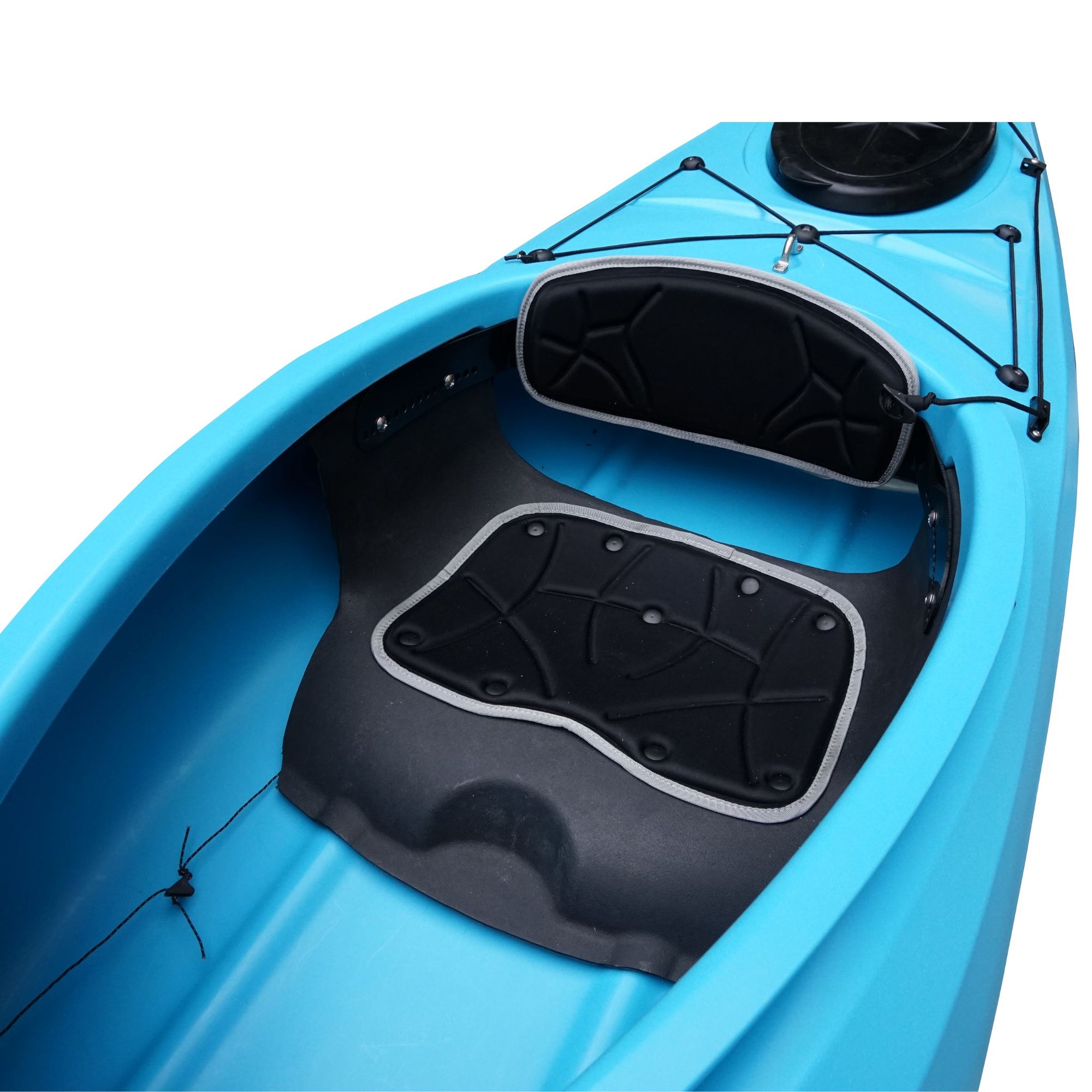 Cambridge Kayaks touring kayak in light blue, front angled view highlighting streamlined bow and stylish bright colourway.