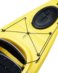 Side profile of the Cambridge Kayaks touring kayak in yellow, lightweight touring kayak designed for performance and comfort.