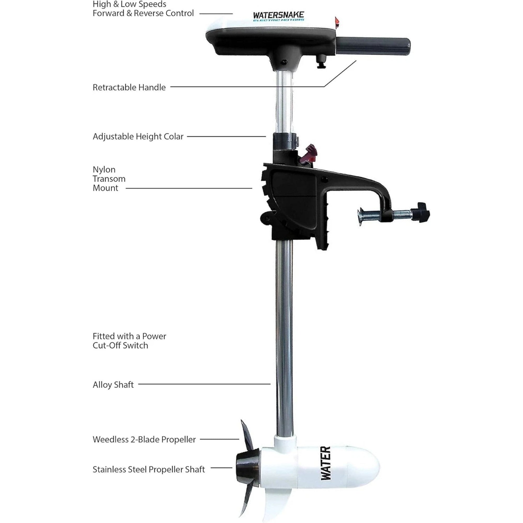 Watersnake ASP Electric Kayak Motor – Lightweight 12V Trolling Motor 24lb