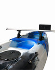 Adjustable aluminum kayak outrigger crossbar with dual mounting arms and corrosion resistant hardware designed to securely support stabilizer pontoons and evenly distribute weight across the kayak