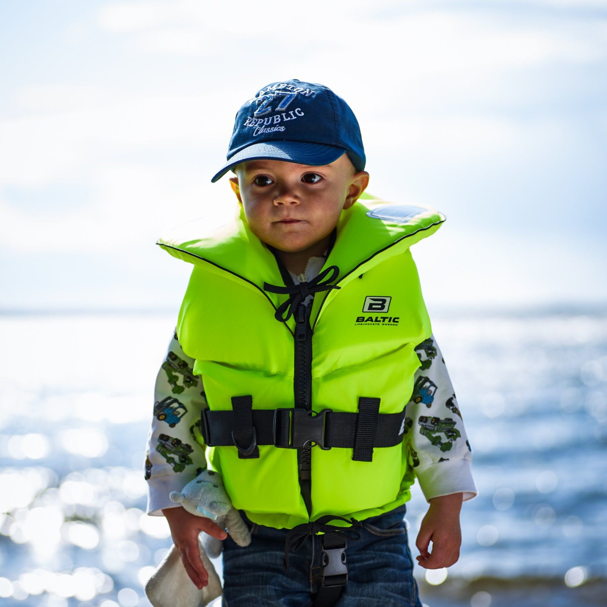 Baltic 100N children’s lifejacket yellow front view kids safety life vest for kayaking and boating