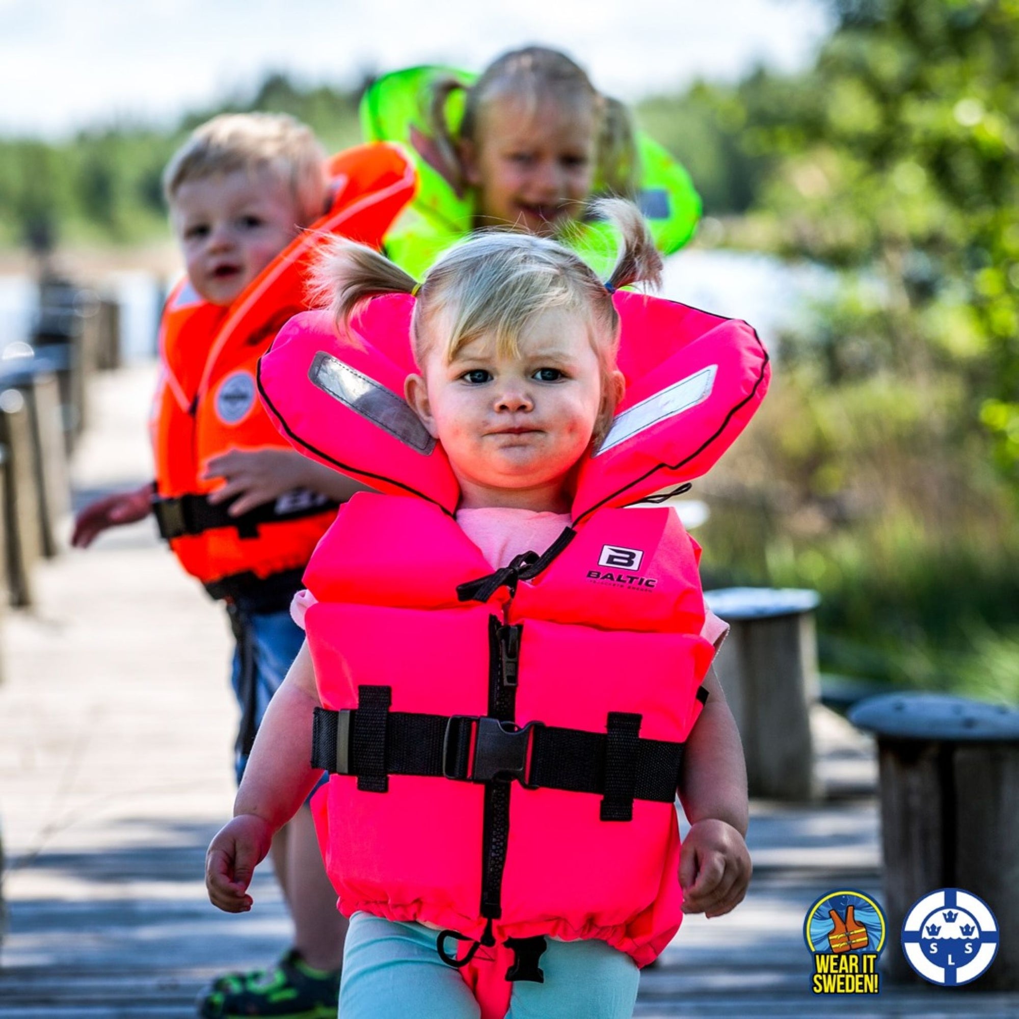 Baltic children’s lifejackets available in yellow orange and pink for kayaking and boating