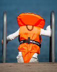 Baltic split front kids lifejacket orange showing foam panel construction