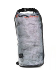 Angled view of the Cambridge Kayaks 10 L Dry Bag in grey, highlighting the reinforced seams and lightweight, waterproof material suitable for kayaking, boating, or paddleboarding.