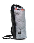 Front view of the Cambridge Kayaks 10 Litre Roll Top Dry Bag in grey, showing its translucent waterproof body, roll-top closure, and carry strap designed to keep belongings dry on the water.