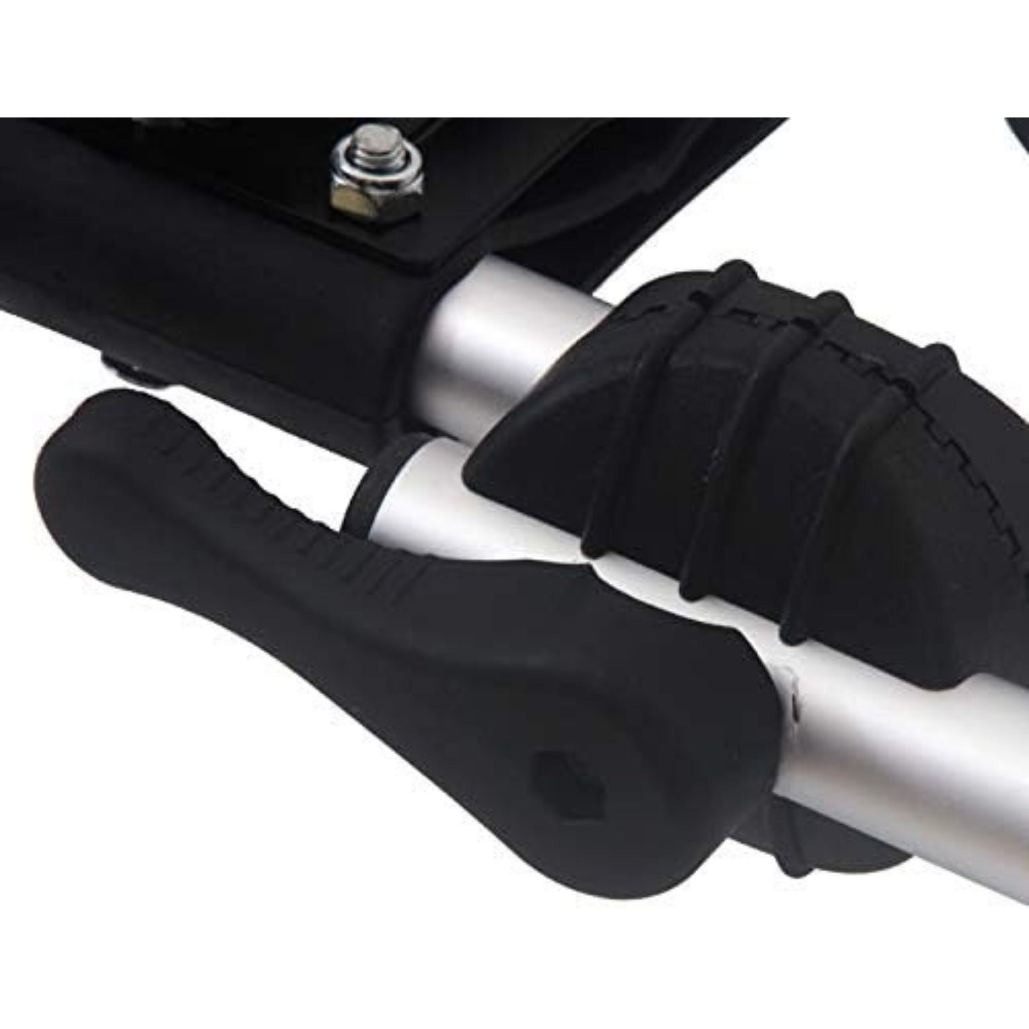 Close-up of the Cambridge Kayaks 1st Edition Folding J Bars roof rack mounting attachment showing secure fitting.