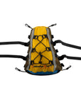 Top view of the Cambridge Kayaks Access Deck Bag showing the elastic bungee webbing for holding paddles or accessories and the adjustable securing straps for a stable fit.
