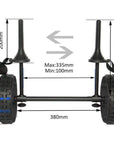 Diagram image displaying the Cambridge Kayaks Adjustable H-Trolley’s measurements, with adjustable width and height options clearly labeled.