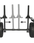 Angled view of the Cambridge Kayaks Adjustable H-Trolley partially folded, illustrating its collapsible frame and convenient portability.