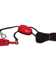 Complete Cambridge Kayaks anchor kit showing the red folding anchor, rope, buoy, and metal clip neatly arranged on a grey background.