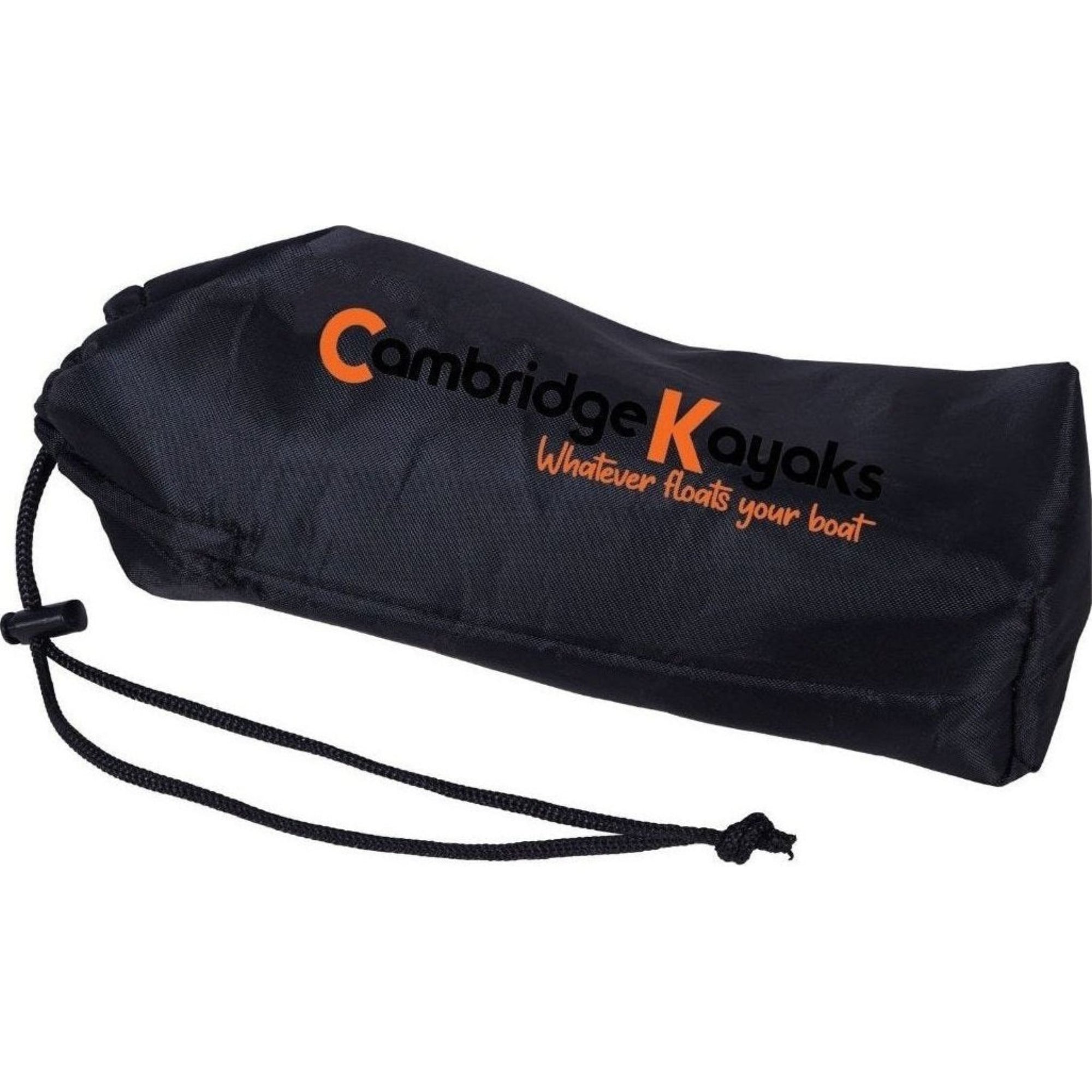 Black Cambridge Kayaks branded drawstring storage bag included with the anchor kit for compact and easy transport.