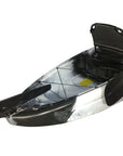 Cambridge Kayaks Barracuda black and white rear section showing cargo area and rudder control mount.