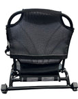 Rear view of the Cambridge Kayaks Big Catch replacement aluminium kayak fishing chair showing mesh back panel and support frame.