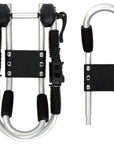 Cambridge Kayaks Double J Bars folded completely flat, demonstrating the foldable hinge design that allows compact storage when not in use.