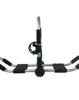 Upright image of the Cambridge Kayaks Double J Bars positioned vertically, showing the stable support stance and wide contact surface for kayaks.