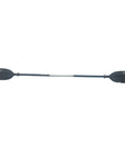 Side view of the Cambridge Kayaks aluminium double paddle with balanced black blades, fully assembled.
