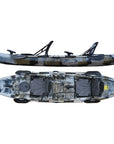 Cambridge Kayaks double sit on top fishing kayak in jungle camo, durable tandem kayak with storage and rod holders, perfect for sea and freshwater use across the UK