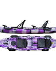 Cambridge Kayaks double sit on top fishing kayak in purple camo, colourful tandem kayak ideal for families and fishing trips, stable and lightweight for sea or river use