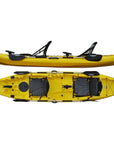 Cambridge Kayaks double sit on top fishing kayak in bright yellow, family tandem kayak designed for leisure paddling, angling and touring with adjustable seating