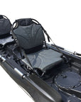 Two Cambridge Kayaks adjustable frame seats mounted on a tandem kayak, showing a dual configuration with front and rear seat alignment.