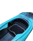 Cambridge Kayaks Explorer 430 sit inside kayak in blue black fade, front angled view showing two-tone hull, touring shape, and ergonomic cockpit.