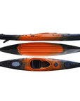 Cambridge Kayaks Explorer 430 sit inside kayak in orange black fade, durable tandem kayak for touring, fitness paddling and leisure trips, lightweight design ideal for UK waters