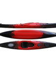 Cambridge Kayaks Explorer 430 sit inside kayak in red black fade, versatile two-person kayak perfect for family adventures, recreational touring and sea kayaking in the UK