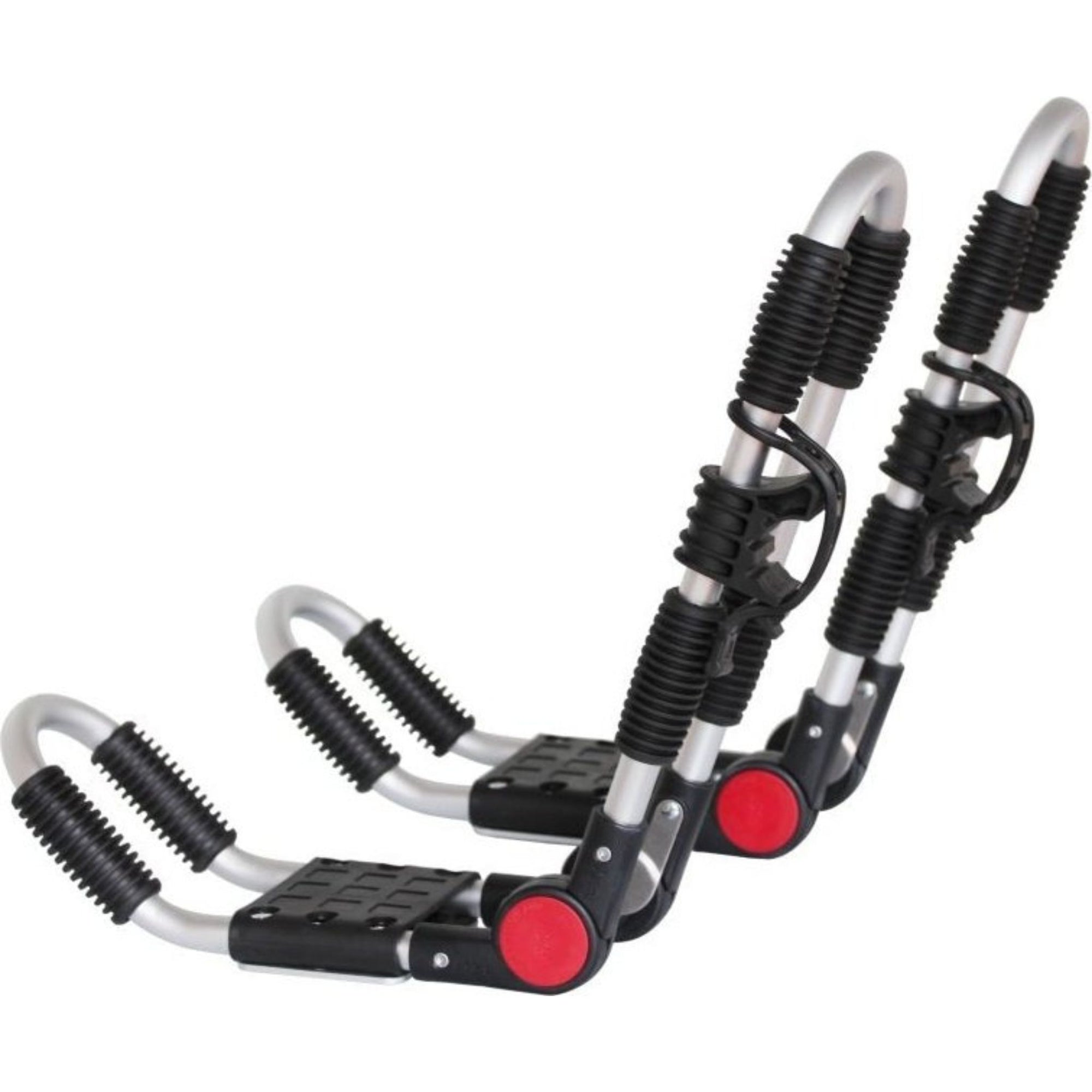 Side angle of the Cambridge Kayaks Folding J Bars 2nd Edition highlighting the adjustable hinge and contoured cradle arms for kayak stability.