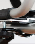 Close up of Cambridge Kayaks folding J bars roof rack mounting bracket and clamp system