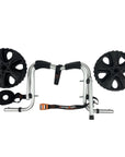 Cambridge Kayaks Folding Kayak Trolley displayed with wheels detached, showing its simple assembly design and heavy-duty frame ideal for carrying large kayaks and small boats.
