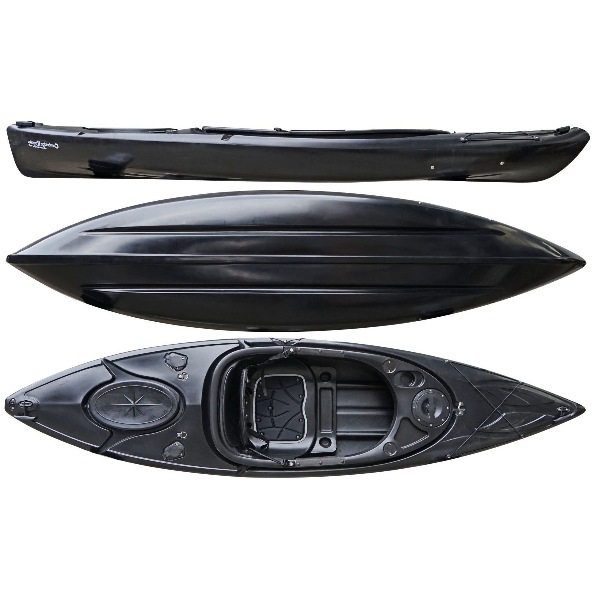 Cambridge Kayaks Herring single sit inside kayak in solid black, durable sit inside fishing kayak for sea, river and lake paddling with stable design
