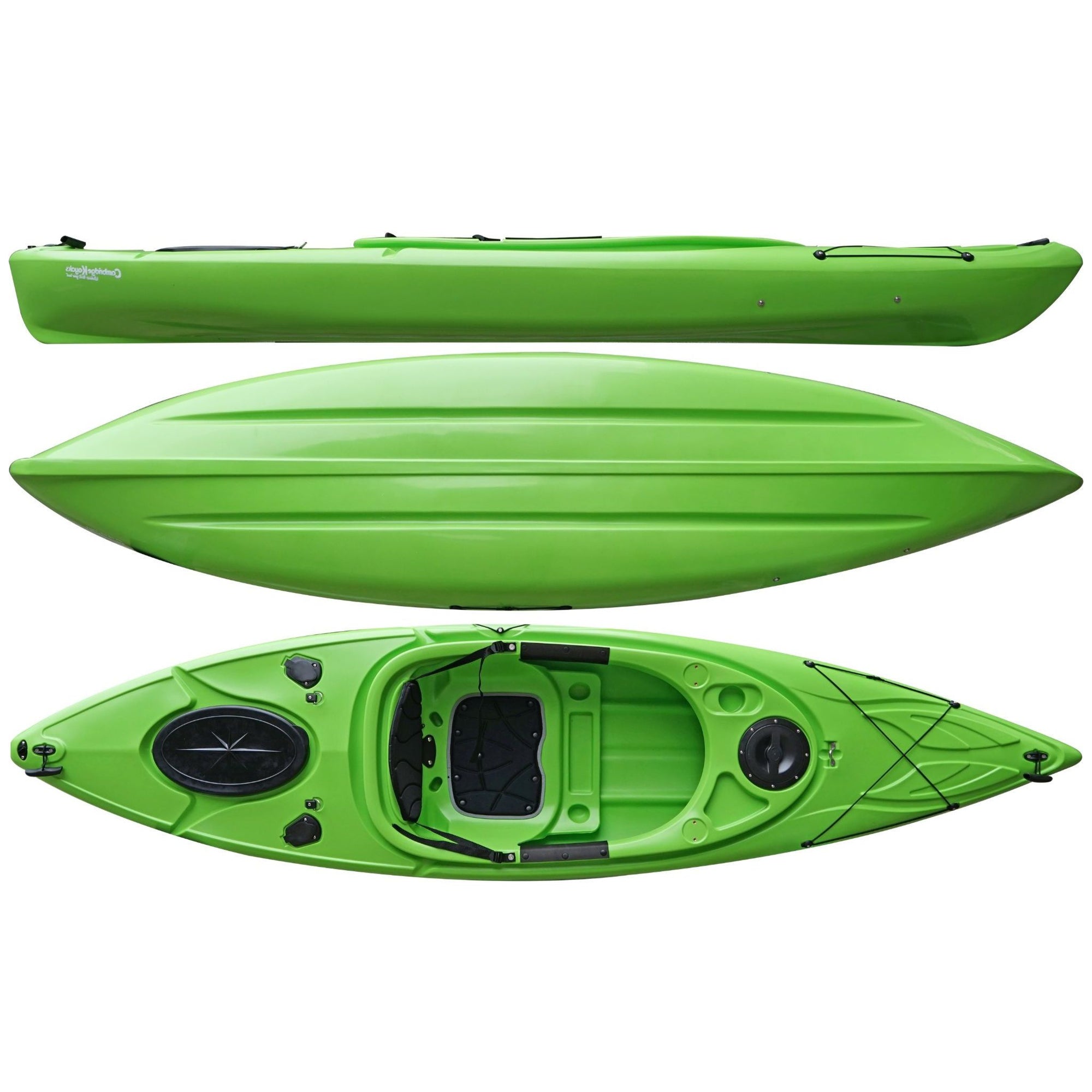 Cambridge Kayaks Herring single sit inside kayak in lime green, compact and stable kayak for fishing, rivers, sea touring and fitness paddling
