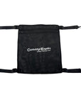 Front view of the Cambridge Kayaks lightweight mesh deck bag in black, featuring a zip-top opening, four corner attachment clips, and breathable mesh construction for fast-drying storage.