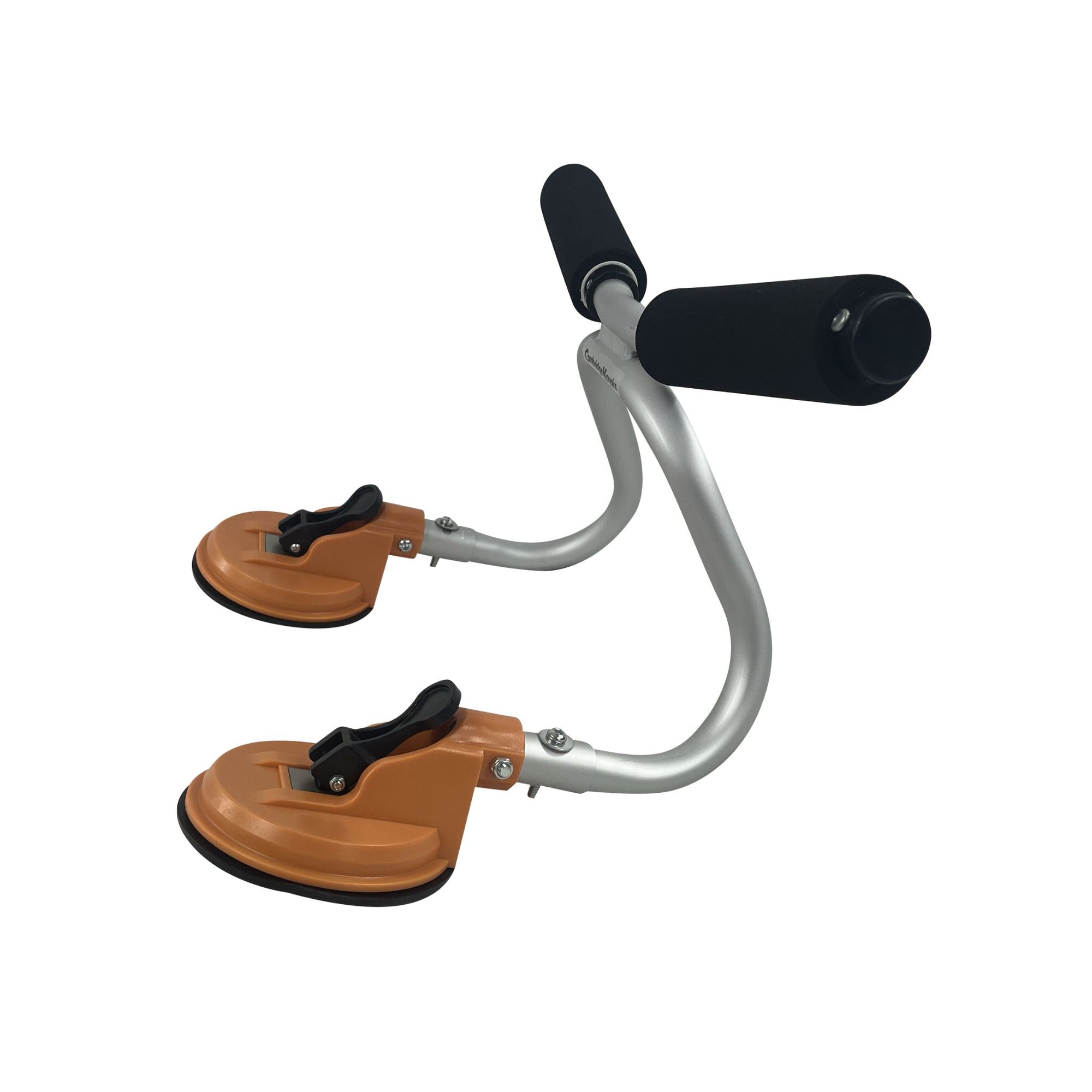 Side profile of the Cambridge Kayaks Loading Roller Assist, displaying curved frame design and dual suction attachment for easy lifting and alignment.