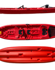 Cambridge Kayaks Pilgrim II double sit on top kayak in red, side profile showing stable tandem design for sea, river and lake paddling